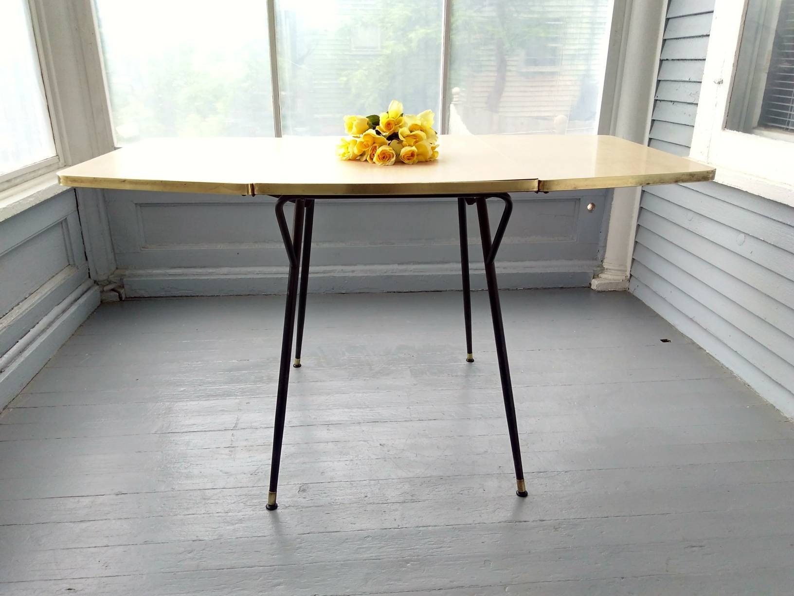 mid century formica kitchen table wooden legs