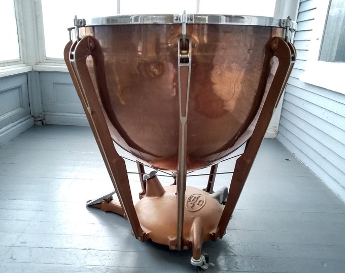 Featured listing image: Copper Timpani Kettle Drum Ludwig Professional Symphonic WFL 29 Inch  Kettle Drum Musical Instrument Photo Prop RhymeswithDaughter