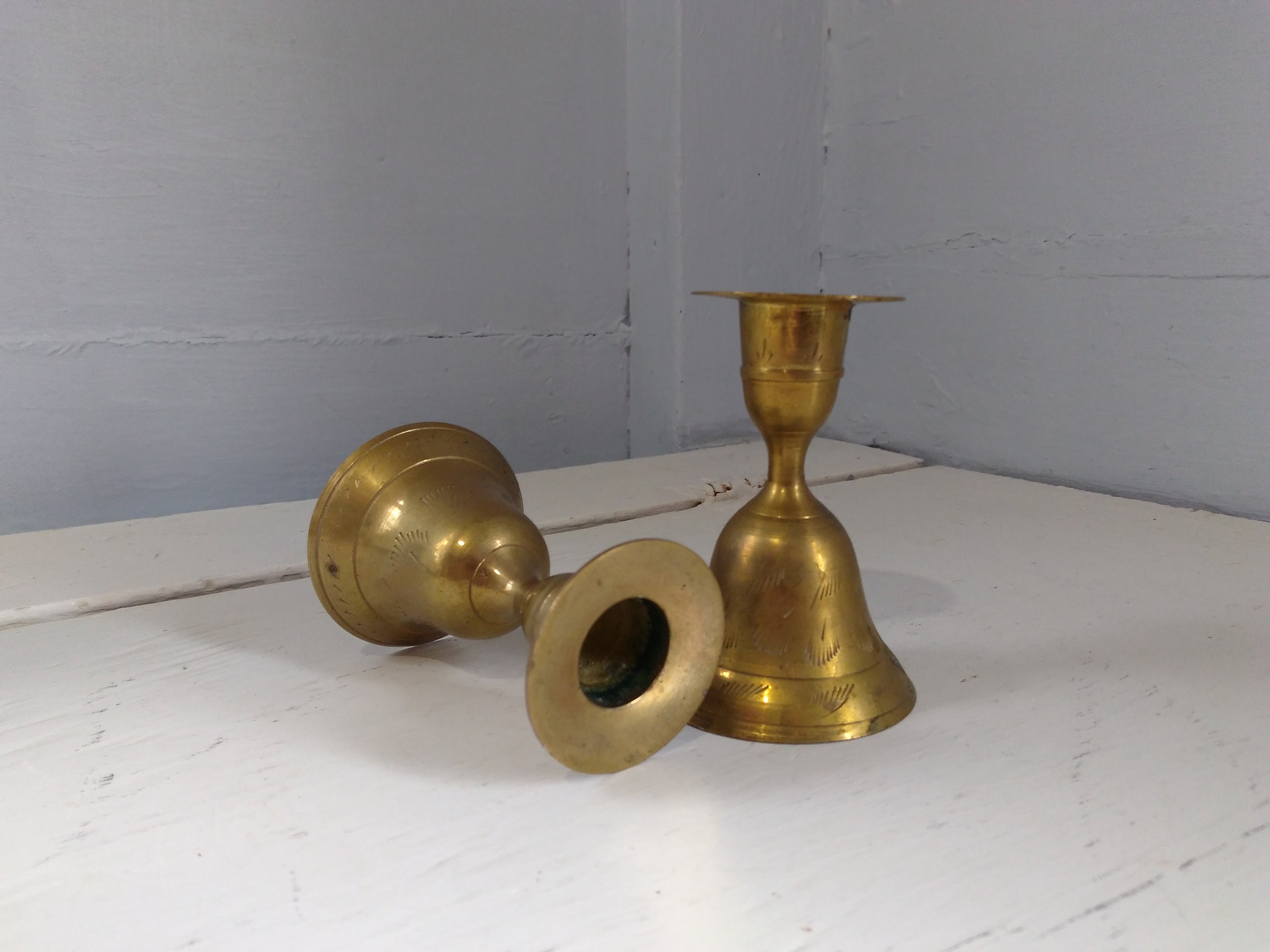Vintage Brass Bell Candlestick Holders Candle Holder Brass Bells