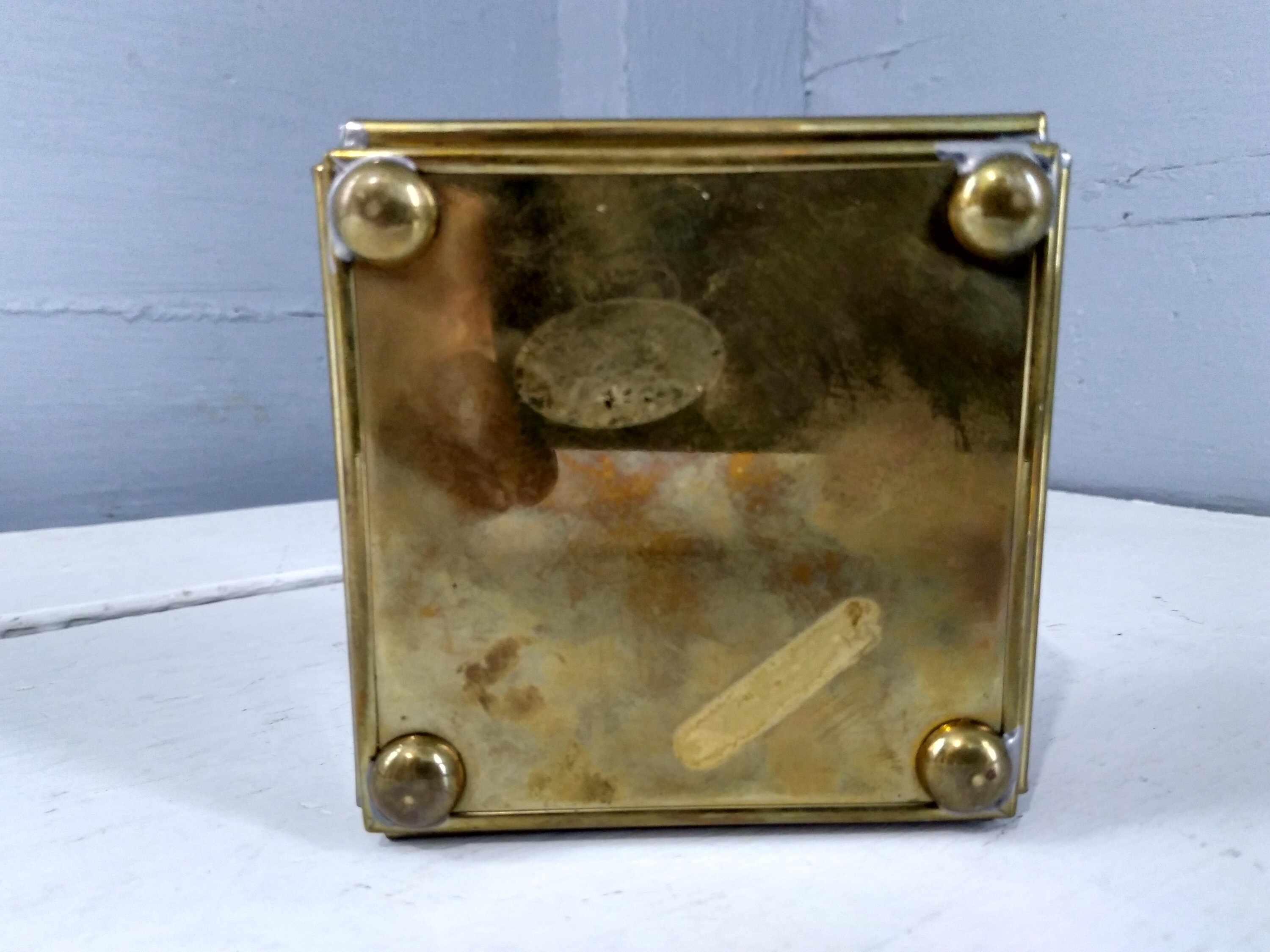 Vintage Keepsake Box Jesus Portrait Glass Brass Rosary Box Mirrored