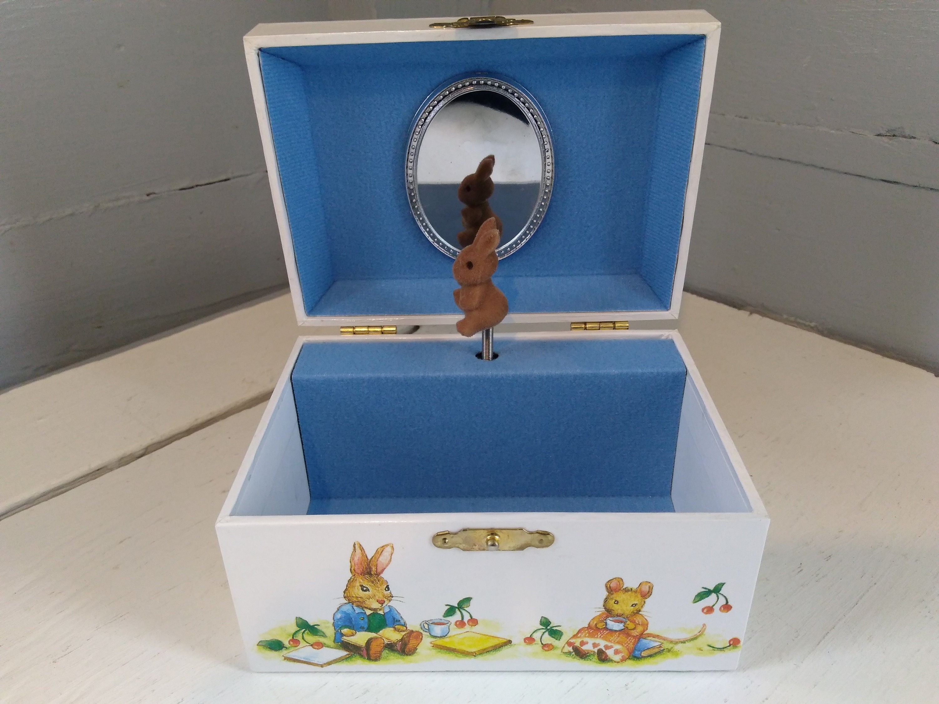 Vintage, Childrens, Musical, Bunny, Jewelry Box, Easter, Kids