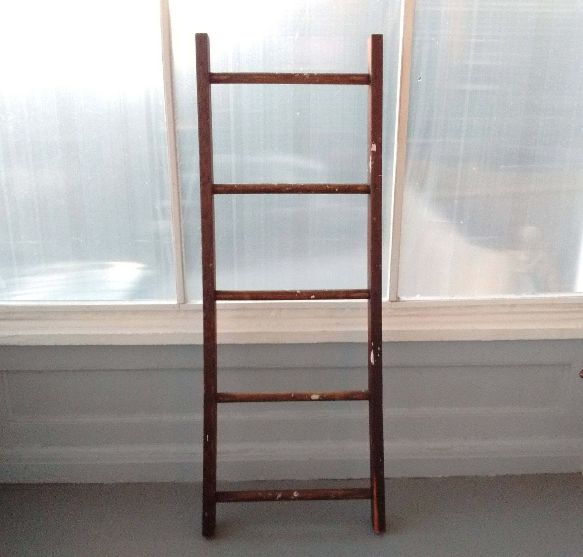 Antique, Ladder, Orchard Ladder, Tapered, Wide, Rustic, Wood, Blanket
