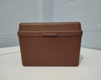 Vintage 4x6 Index Card File and Index Separators Brown Easy Wipe Clean Plastic Office Storage Recipe Box Kitchen Storage RhymeswithDaughter