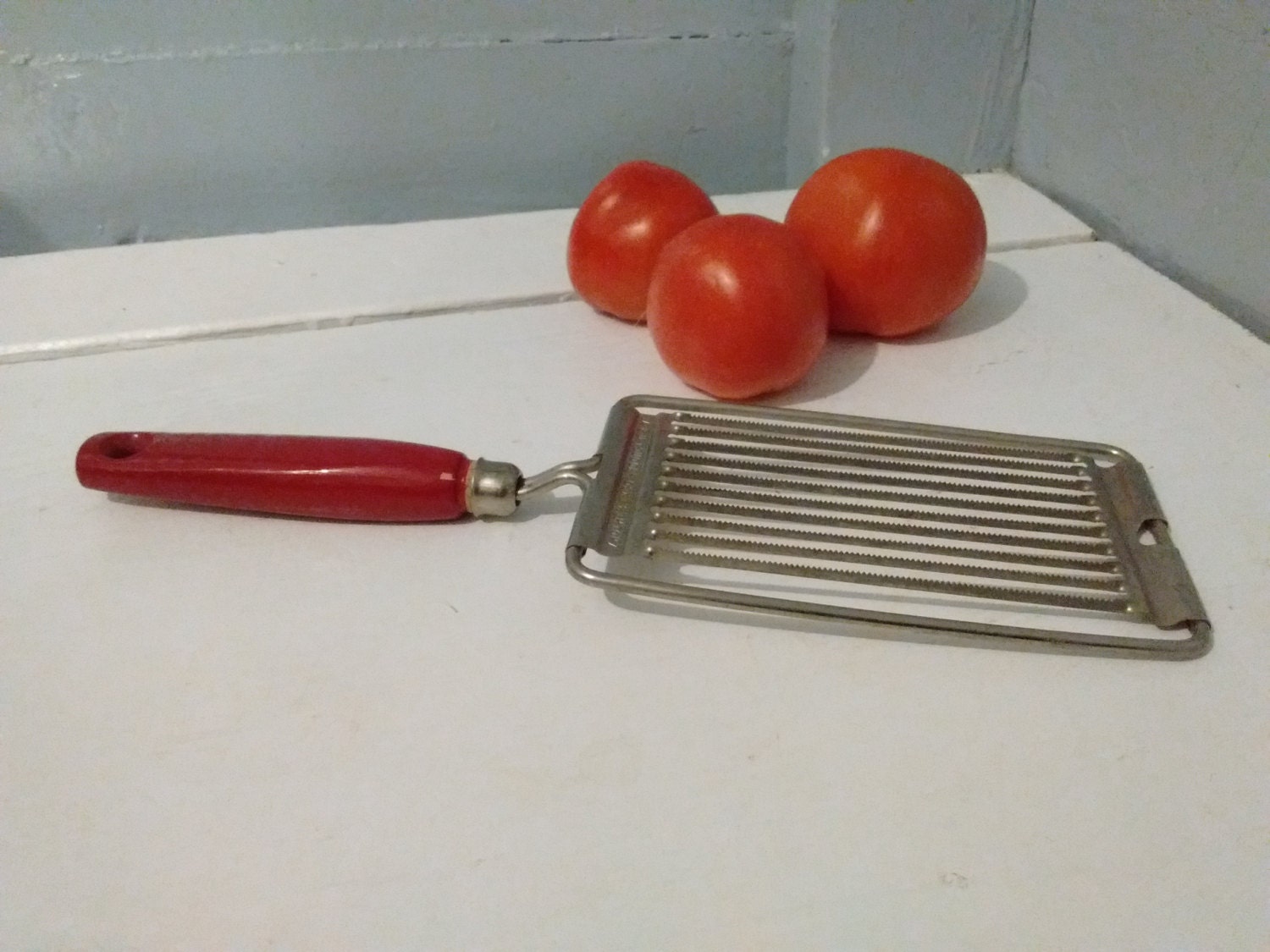 Vintage, Tomato Slicer, Kitchen Utensil, Ekco, Miracle, Red Handled