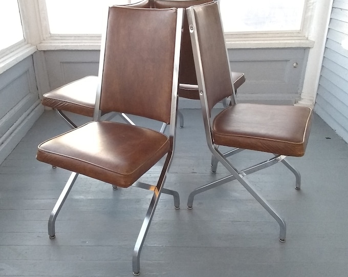 Featured listing image: Vintage Kitchen Chairs Set of Four Lloyd Mfg Co Dining Chairs Vinyl Chairs Metal Chairs Dining room Furniture Rhymeswithdaughter