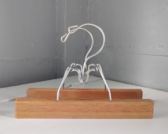 Vintage Wooden Clamp Hangers - Set of 2 Mid-Century Pants Skirt Hangers, Retro Closet Organization, Wooden Art Print Display Hangers
