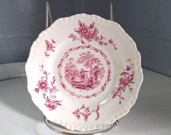 Vintage 40s Masons Pink Watteau Transferware Plate 6 Inch Ironstone China Kitchen Farmhouse Decor Photo Prop RhymeswithDaughter