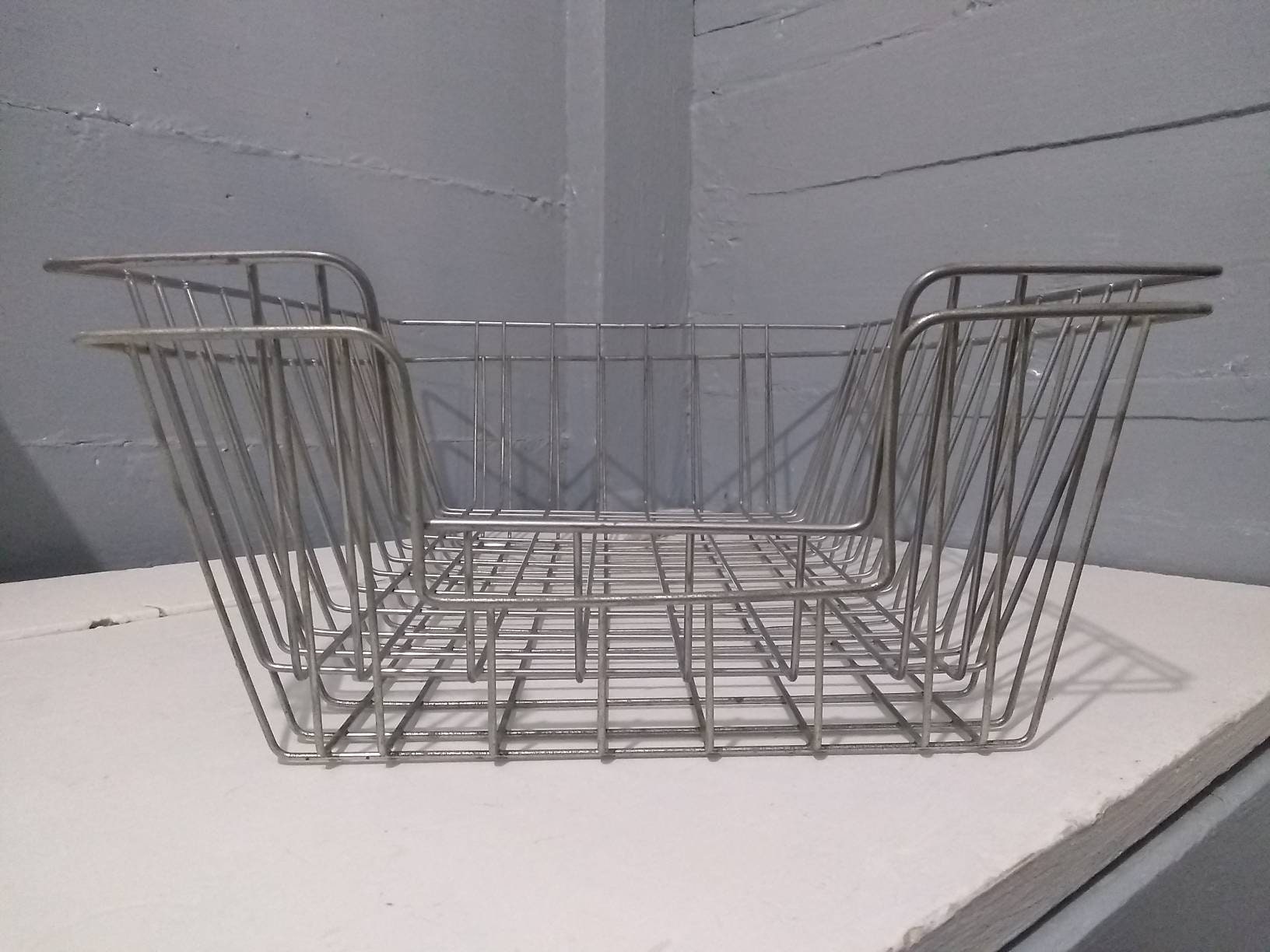 Vintage Metal Wire Basket Desk Tray Paper Tray Mid Century Modern