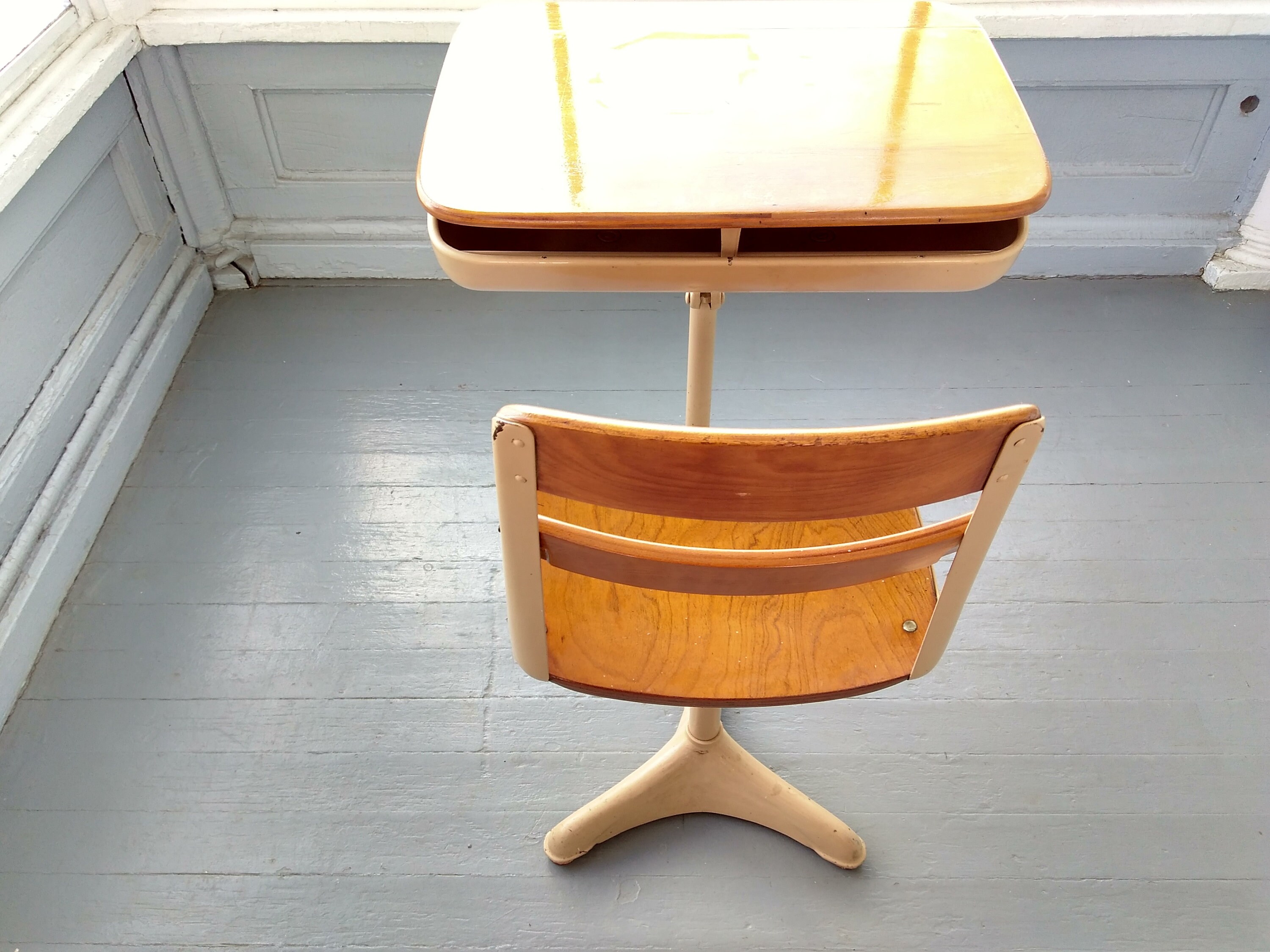 Vintage School Desk Kids Desk and Chair Metal and Wood Industrial