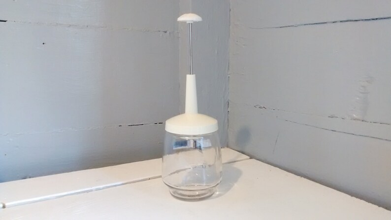Retro Food Chopper Food Processor Kitchen Gadget Gemco White Plastic Glass Photo Prop RhymeswithDaughter