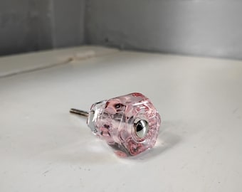Pretty Light Pink 1x1 1/4 Inch Glass Knobs with Silver Color Screw Heads Cabinet Knobs Dresser Knobs Replacement Hardware RhymeswithDaughter