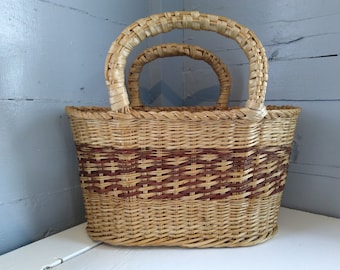 Large Vintage Wicker Market Basket: Farmhouse Rustic Decor, RhymeswithDaughter