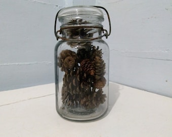 Vintage LIQUID Canning Jar Quart Size with Glass Lid and  Wire Bail Closure Kitchen Decor Storage Photo Prop RhymeswithDaughter