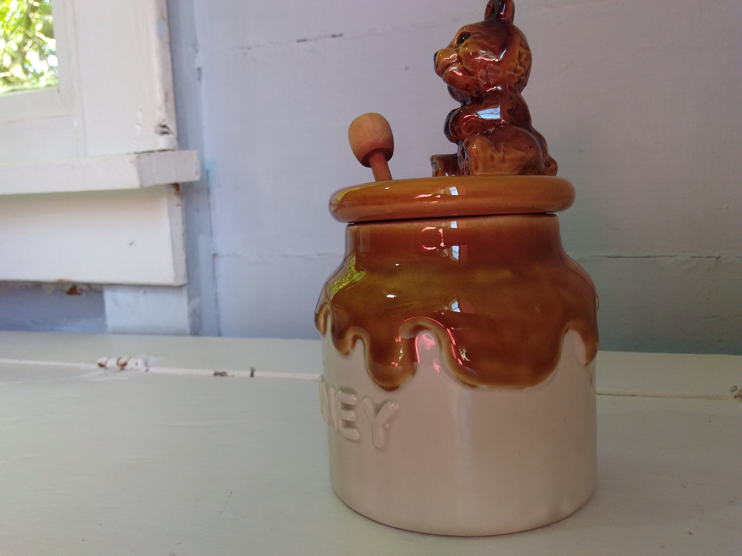 Vintage, Decorative, Ceramic, Honey Pot, Honey Jar, Kitchen Decor