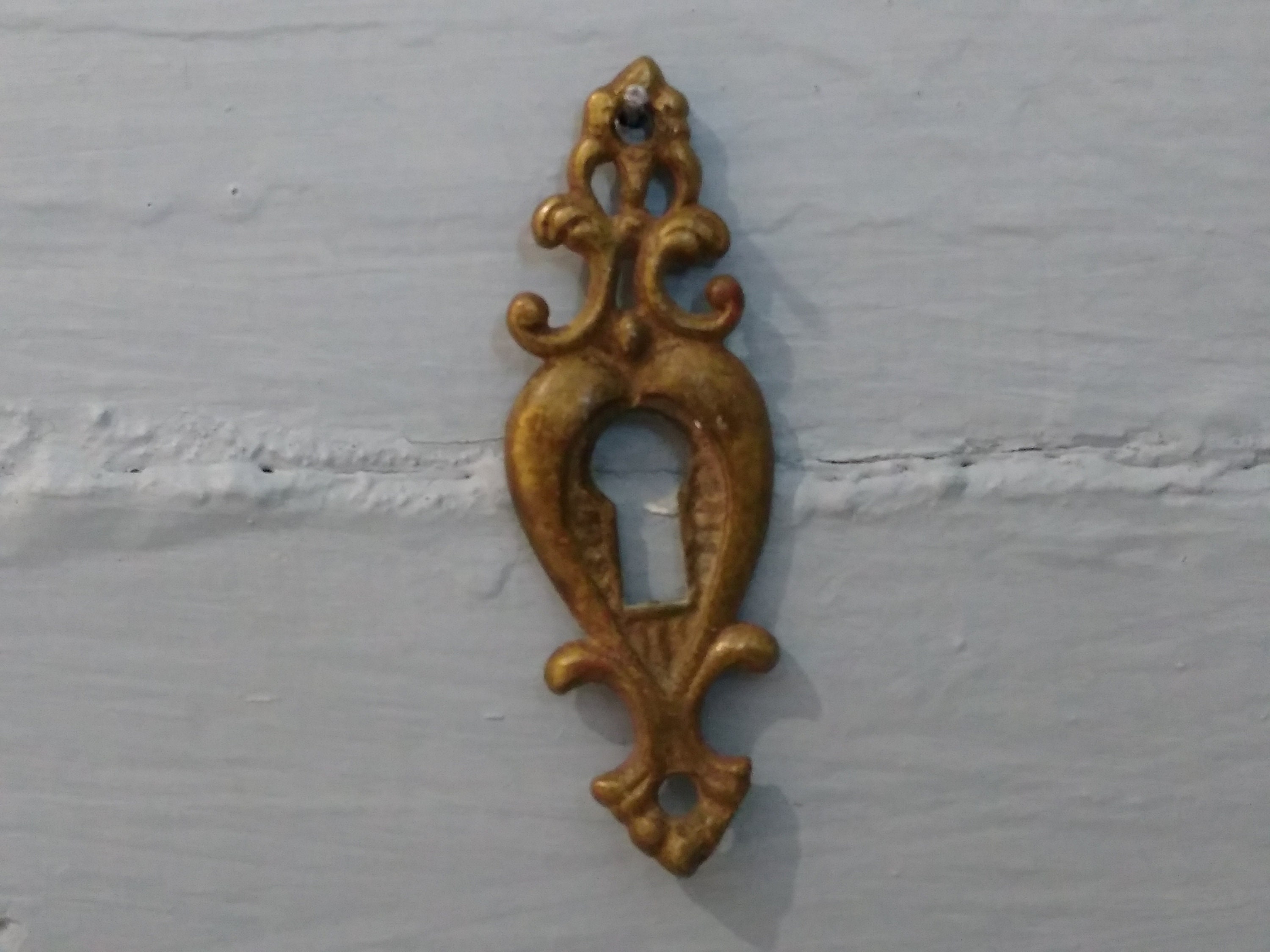 Two Antique Furniture Escutcheons Key Hole Covers Dresser Desk Small