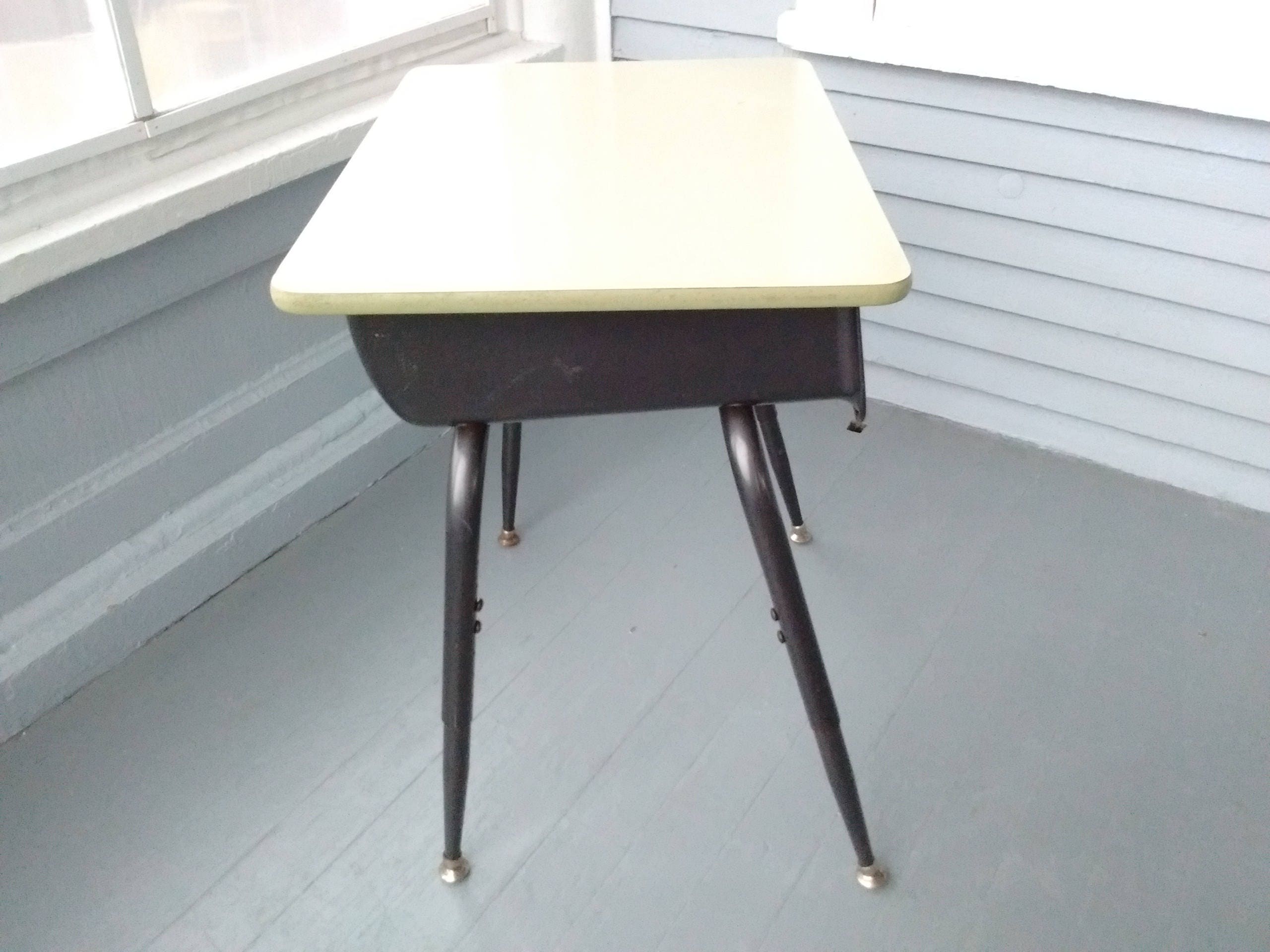 Vintage Kids Desk School Age Childs Desk Adjustable Metal and Wood Kids Furniture Mid Century
