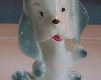 Antique Hound Dog Figurine Porcelain Vintage Nick Nack Collectable Light Blue White Gift Idea Home Decor RhymeswithDaughter