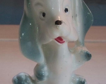 Hound Dog Figurine Porcelain Vintage Nick Nack MidCentury Collectable Light Blue White Gift Idea Home Decor RhymeswithDaughter