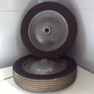 Vintage 10 Inch Cart/dolly Wheels Metal Hard Rubber Cart/dolly Wheels ...