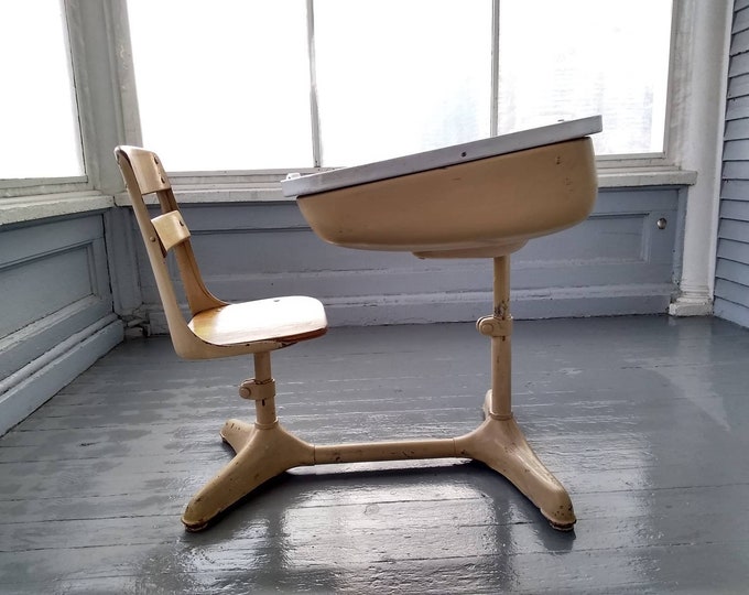 Vintage School Desk Kids Desk and Chair School Age Childs Desk Etsy