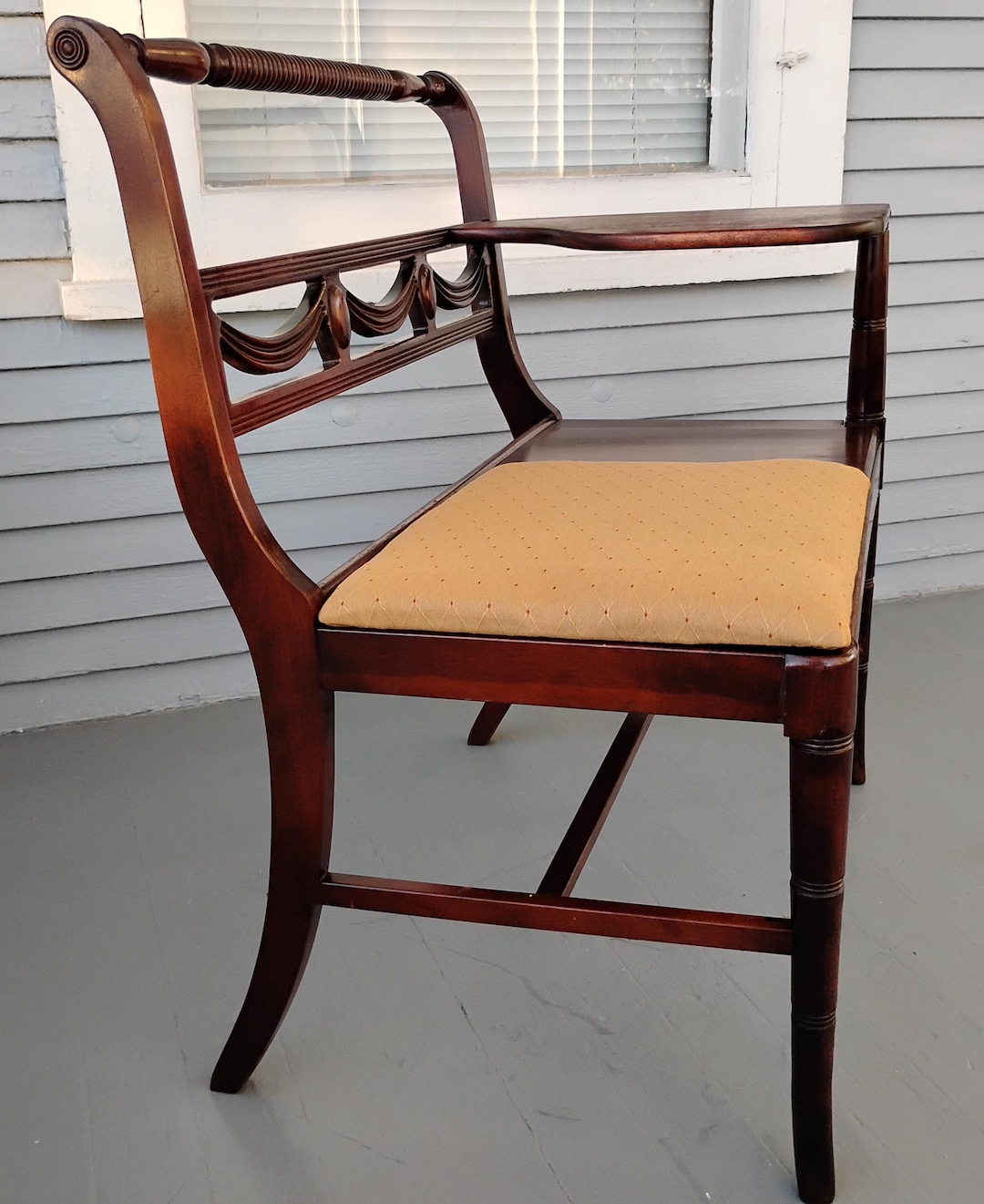 Antique Mahogany Gossip Bench Telephone With Wide Bench Decorative