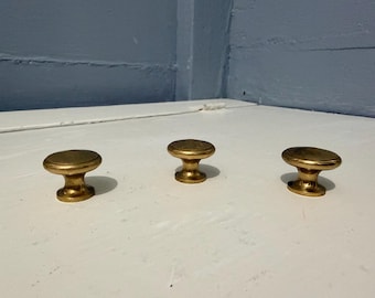 Vintage Brass Mushroom Knobs - Set of 3 Cabinet Hardware, RhymeswithDaughter