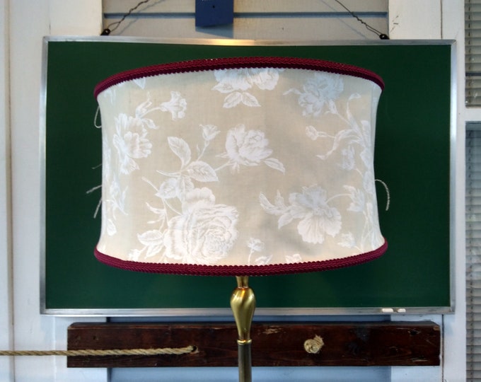 Featured listing image: Vintage Rembrandt Torchiere Floor Lamp: Brass Finish, Glass & Cloth Shade, RhymeswithDaughter