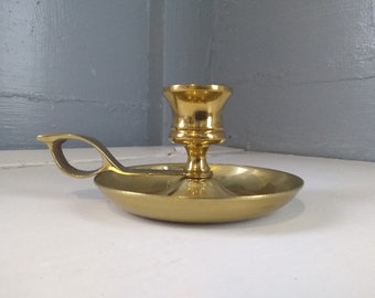 Vintage Chamber Candlestick Holder Chamberstick Candle Holder Brass Portable Finger Loop Emergecy Candle Holder RhymeswithDaughter