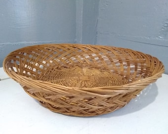 Large Vintage Decorative Round Basket Made of Round Reed Wicker Material Centerpiece Fruit Basket Home Decor Photo Prop RhymeswithDaughter