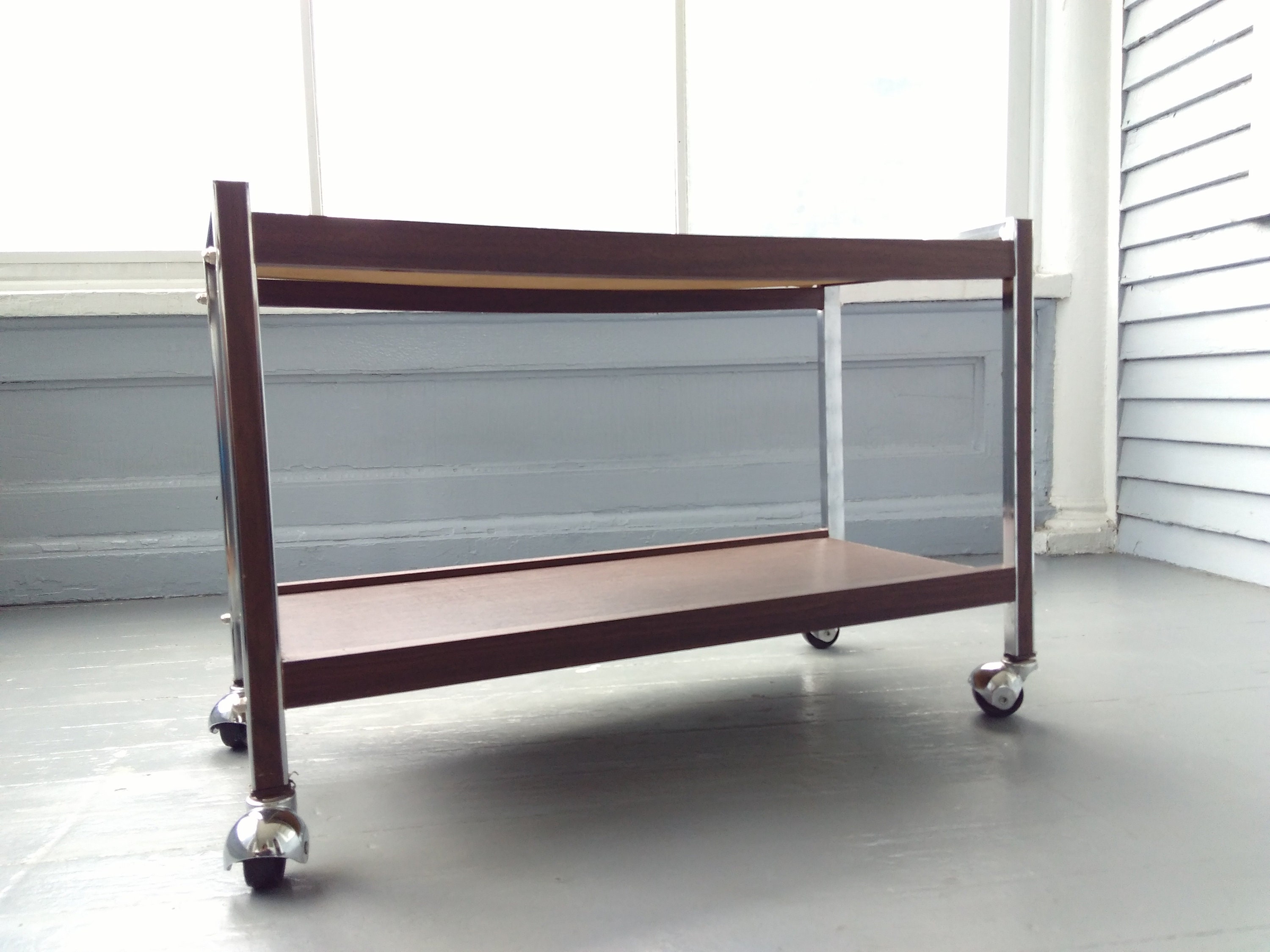 Vintage MidCentury Rolling Cart TV Cart TV Stand Plant Stand Book Shelves Photo Prop