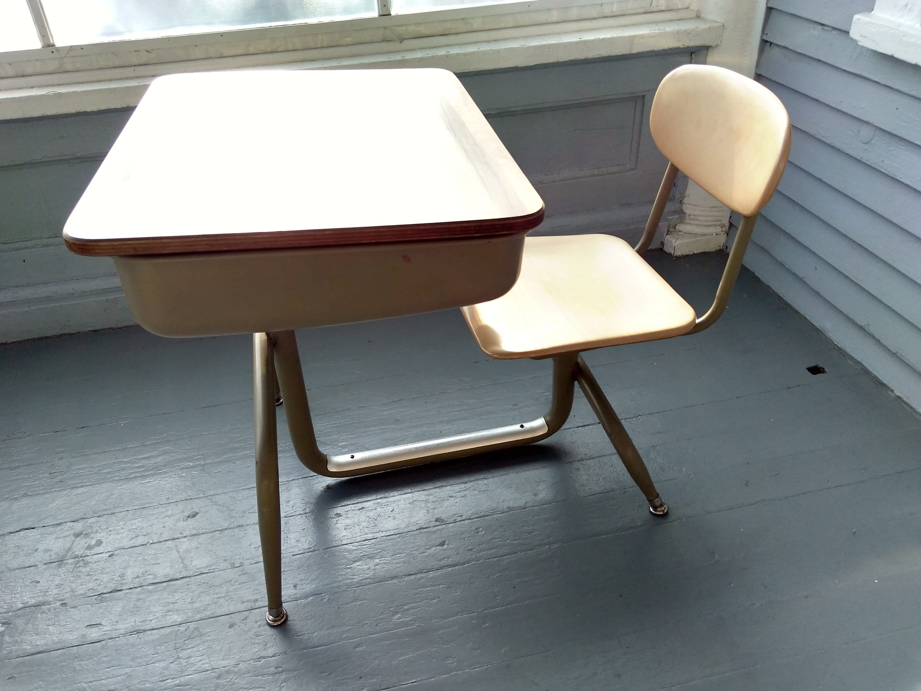 Vintage School Desk and Chair Kids Desk Mid Century Modern Furniture