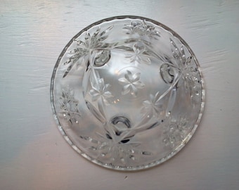 Vintage Decorative Round Dish Early American Prescut Glass Anchor Hocking Star/Fan Design Footed Dining room Table Decor RhymeswithDaughter