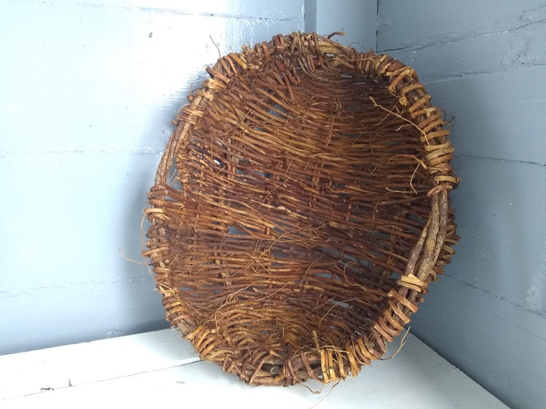 Large Vintage Grape Vine Basket Egg Shaped Boho Home Decor Natural Rustic Country Farmhouse Cottage Storage Home Decor RhymeswithDaughter image 5