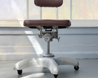 Vintage Art Metal Mid Century Modern Office Desk Chair, Refurbished Vinyl Seat, RhymeswithDaughter