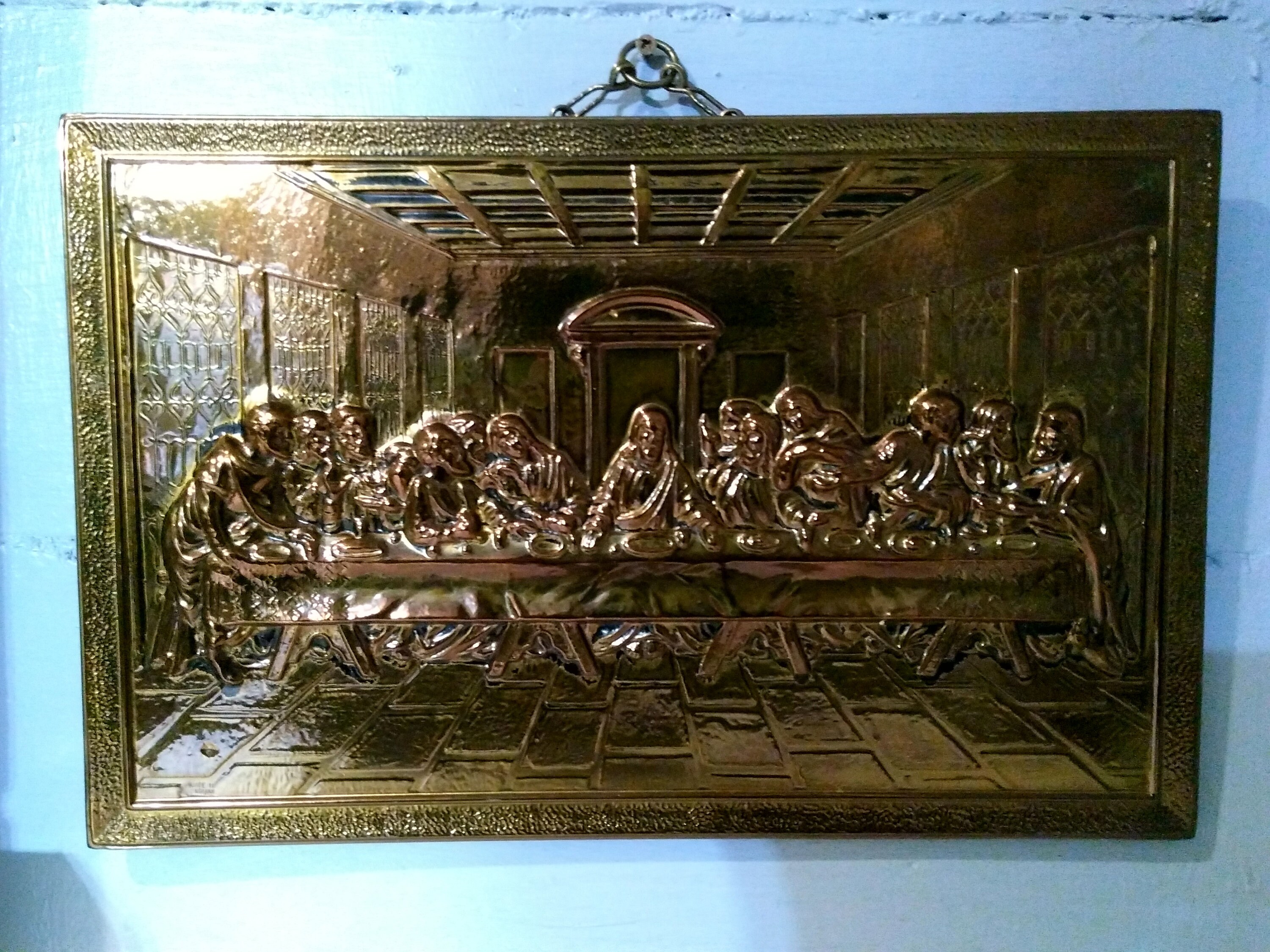 The Last Supper Wall Hanging Vintage 3d Laquered Brass Wall