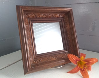 Vintage Square Accent Mirror Framed Wood Entrance Mirror Bathroom Mirror Teen Room Home Decor Photo Prop RhymeswithDaughter