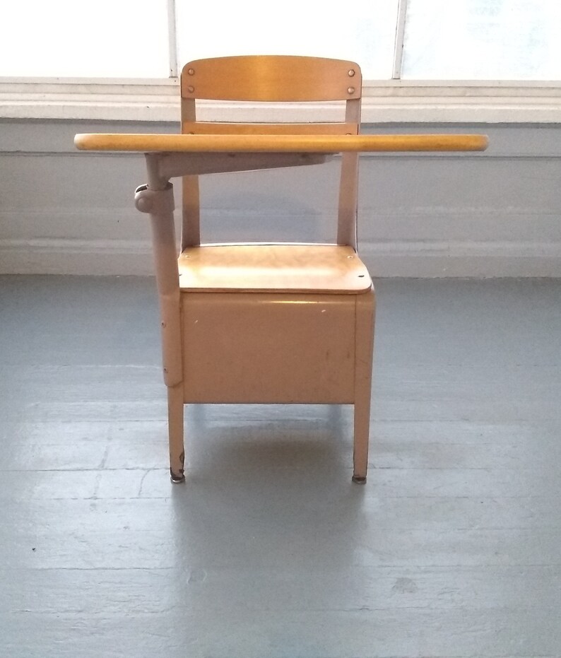 Vintage Kids School Desk and Chair Adjustable Desktop Solid Etsy