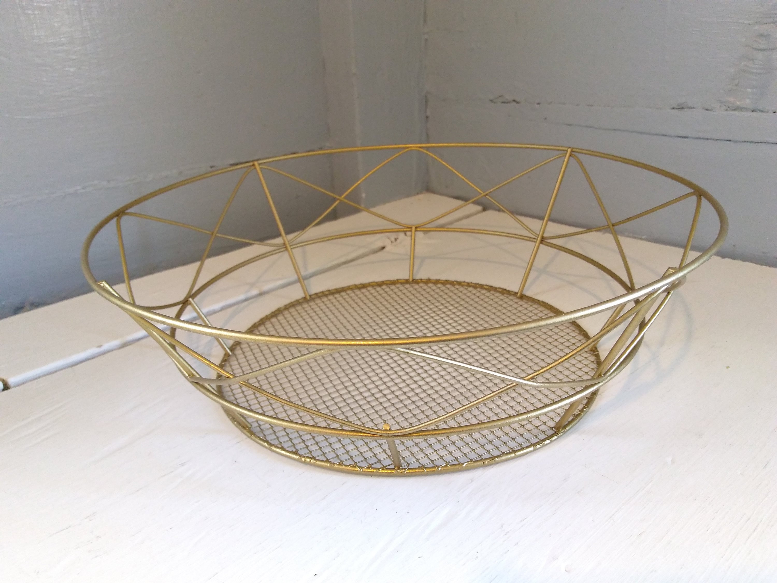 Reserved 4 Taryn, Vintage, Wire, Metal, Basket, Round, Decorative Metal
