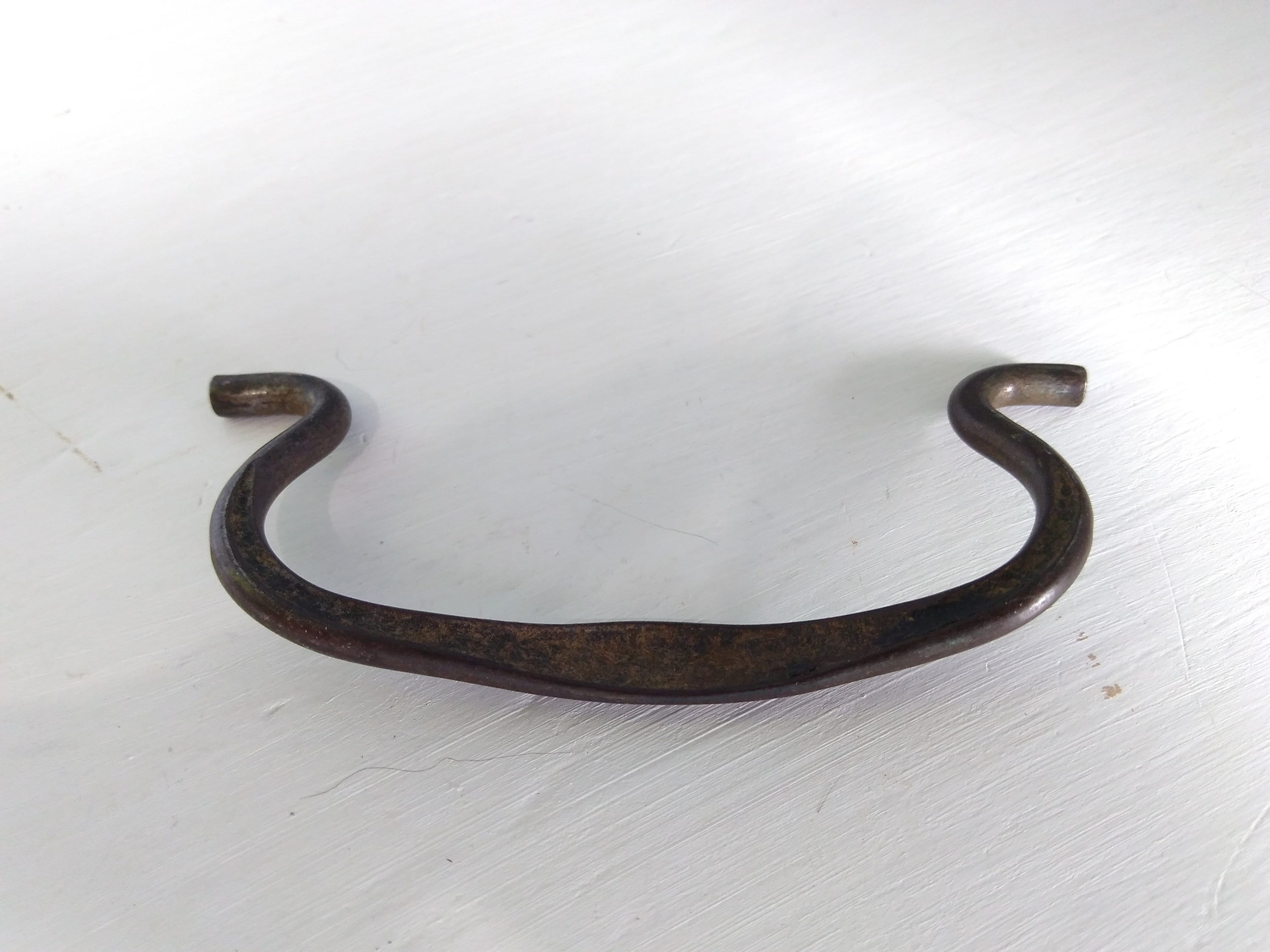 Antique Cast Brass Swan Bail Furniture Pull Hardware Dresser Drawer