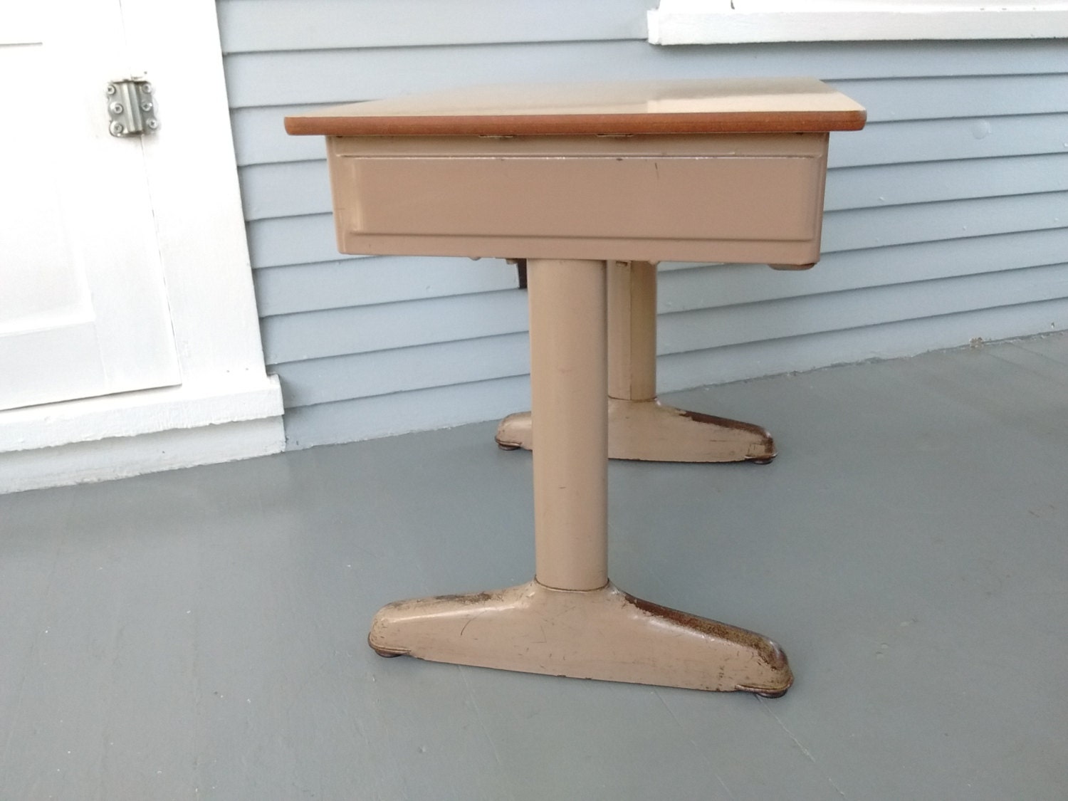 Vintage School Desk Kids Desk Metal Wood MidCentury Atomic Era