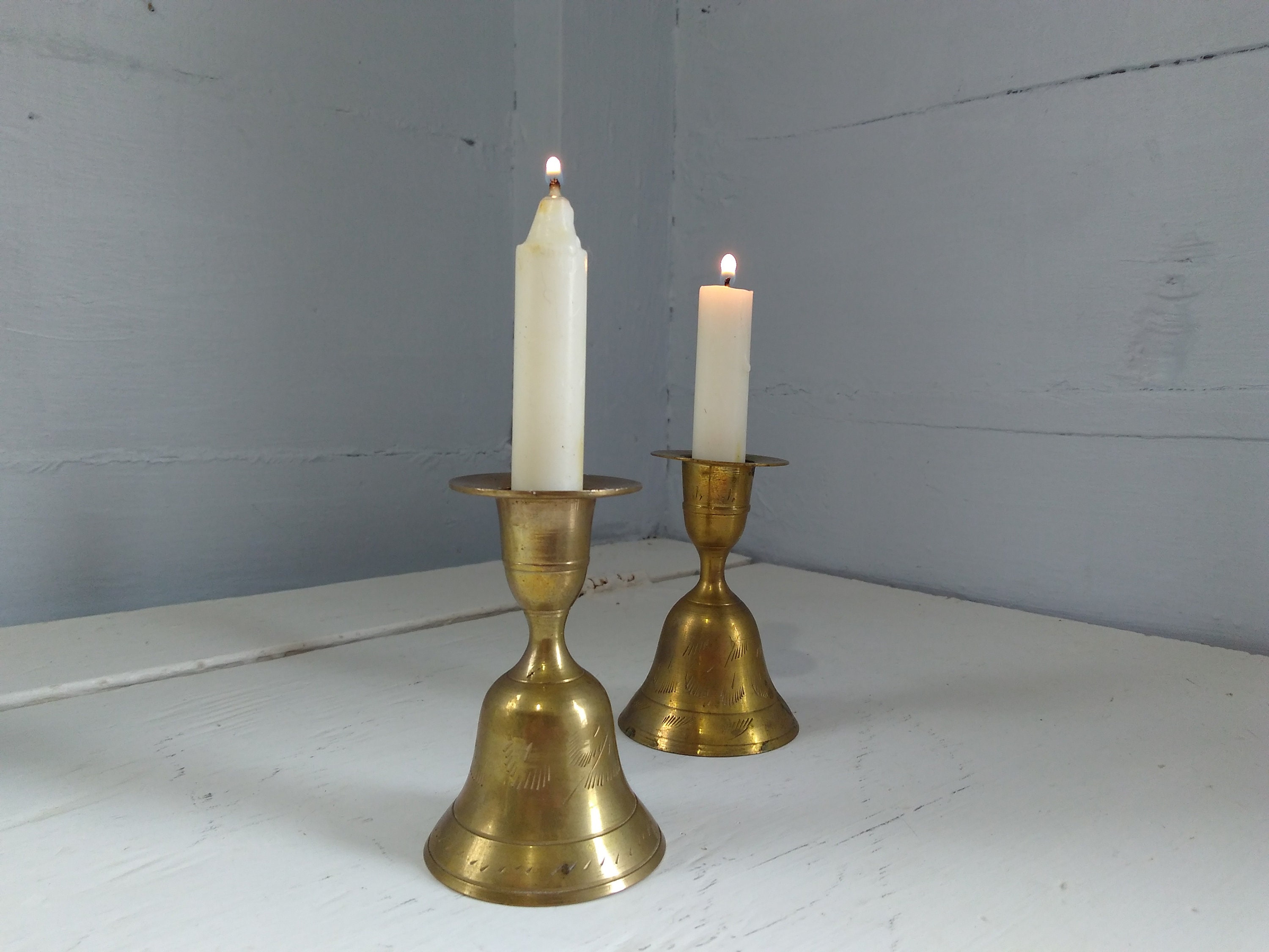 Vintage Brass Bell Candlestick Holders Candle Holder Brass Bells