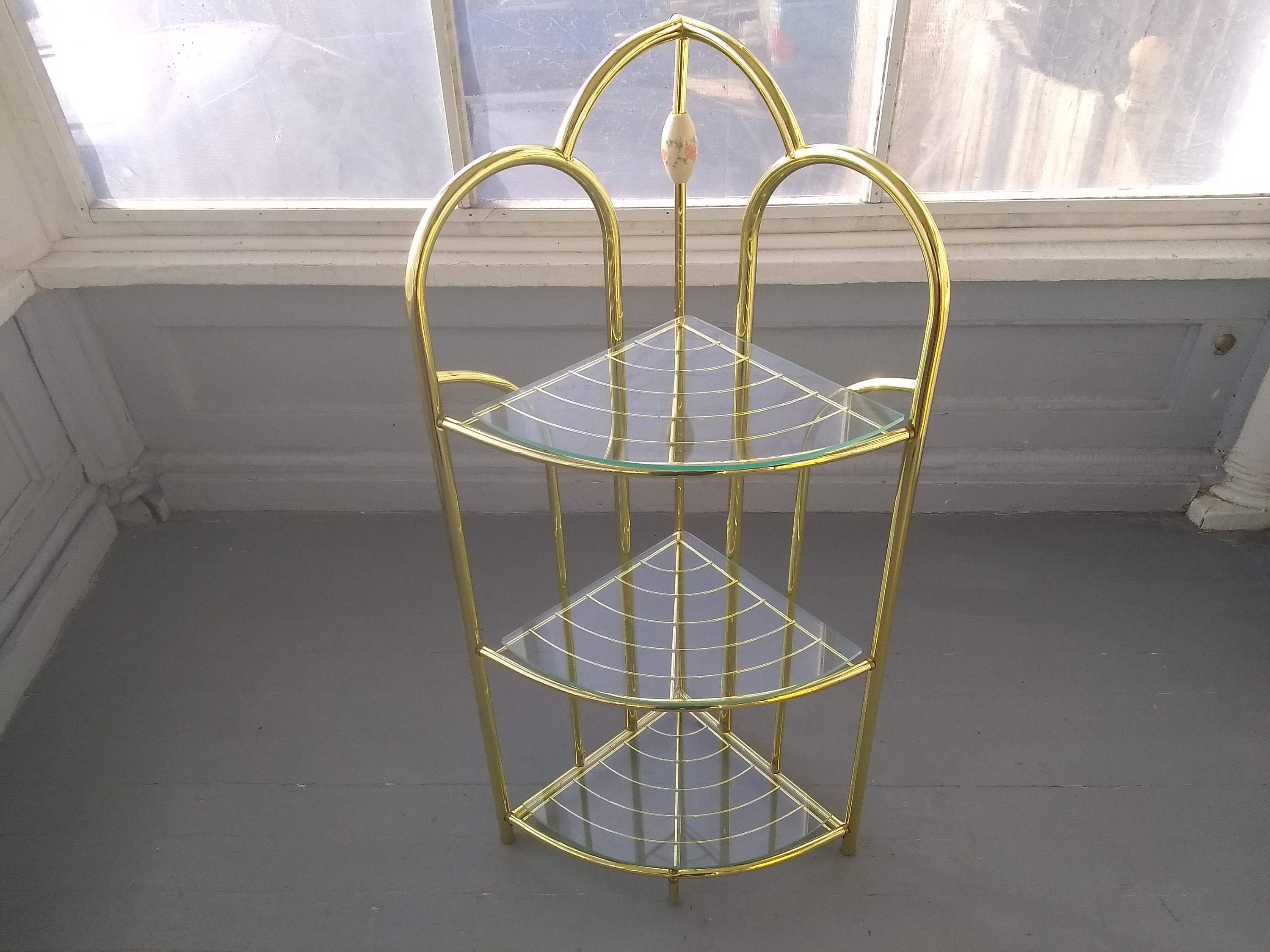 Perfectly Preserved Vintage Corner Shelf Unit Plant Stand Towel