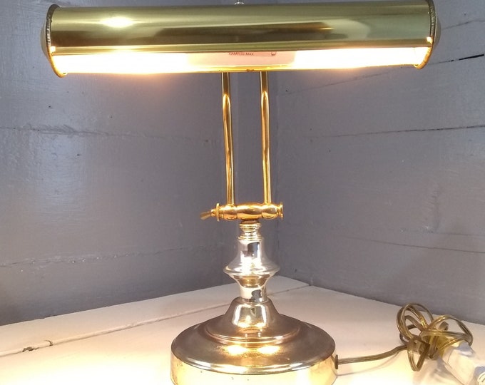 Vintage Adjustable Piano Desk Lamp Brass Finish Midcentury Modern Art