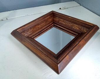 Vintage Square Accent Mirror Framed Wood Entrance Mirror Bathroom Mirror Teen Room Home Decor Photo Prop RhymeswithDaughter
