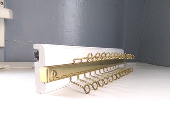 Vintage Hanging Tie Rack Rack Wood Painted White Brass Color Finish Tie Holders Closet Accessories Gift Idea For Him  RhymeswithDaughter