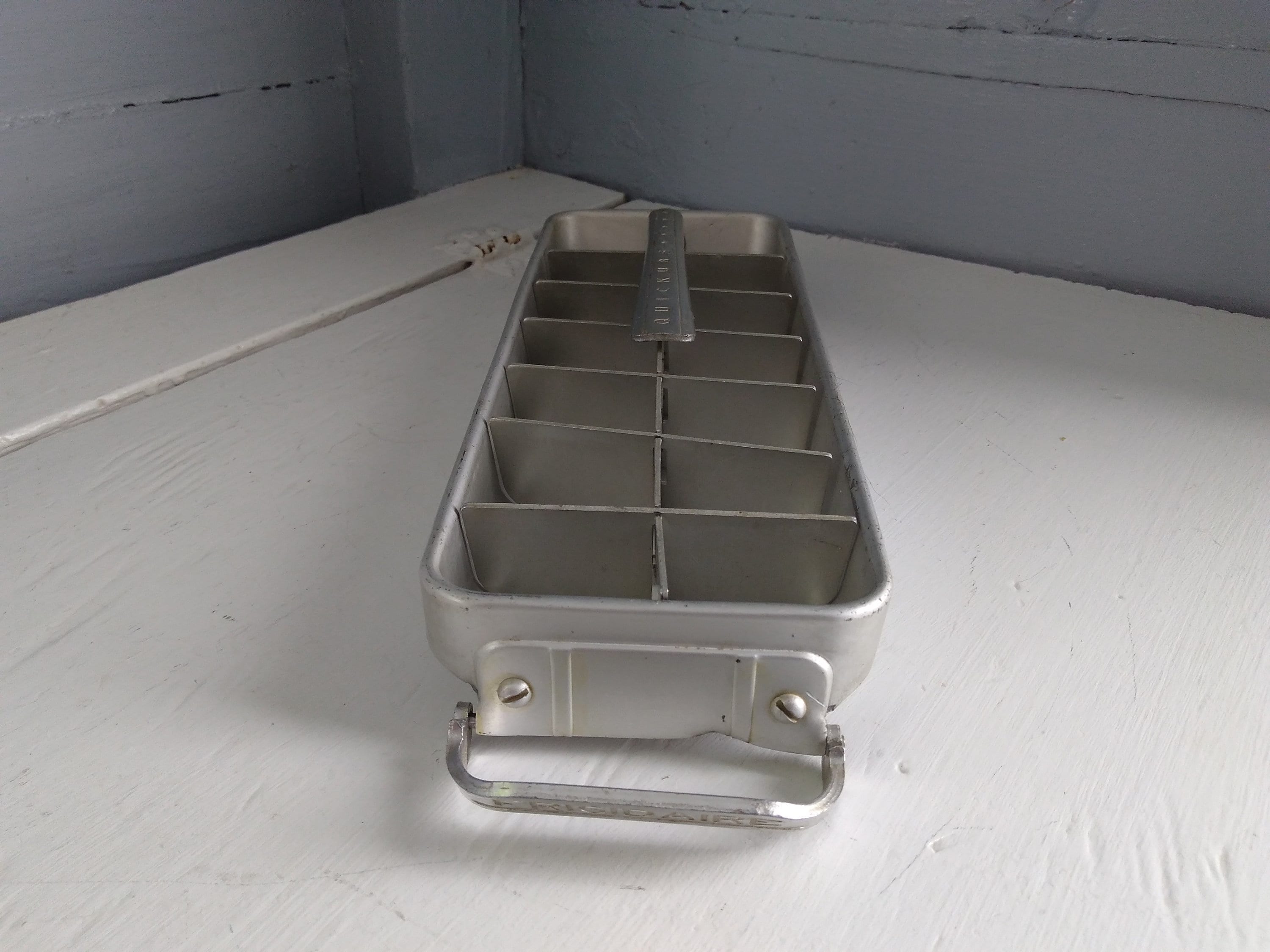 Vintage Quickube Aluminum Ice Cube Tray Trigger Tray Lot