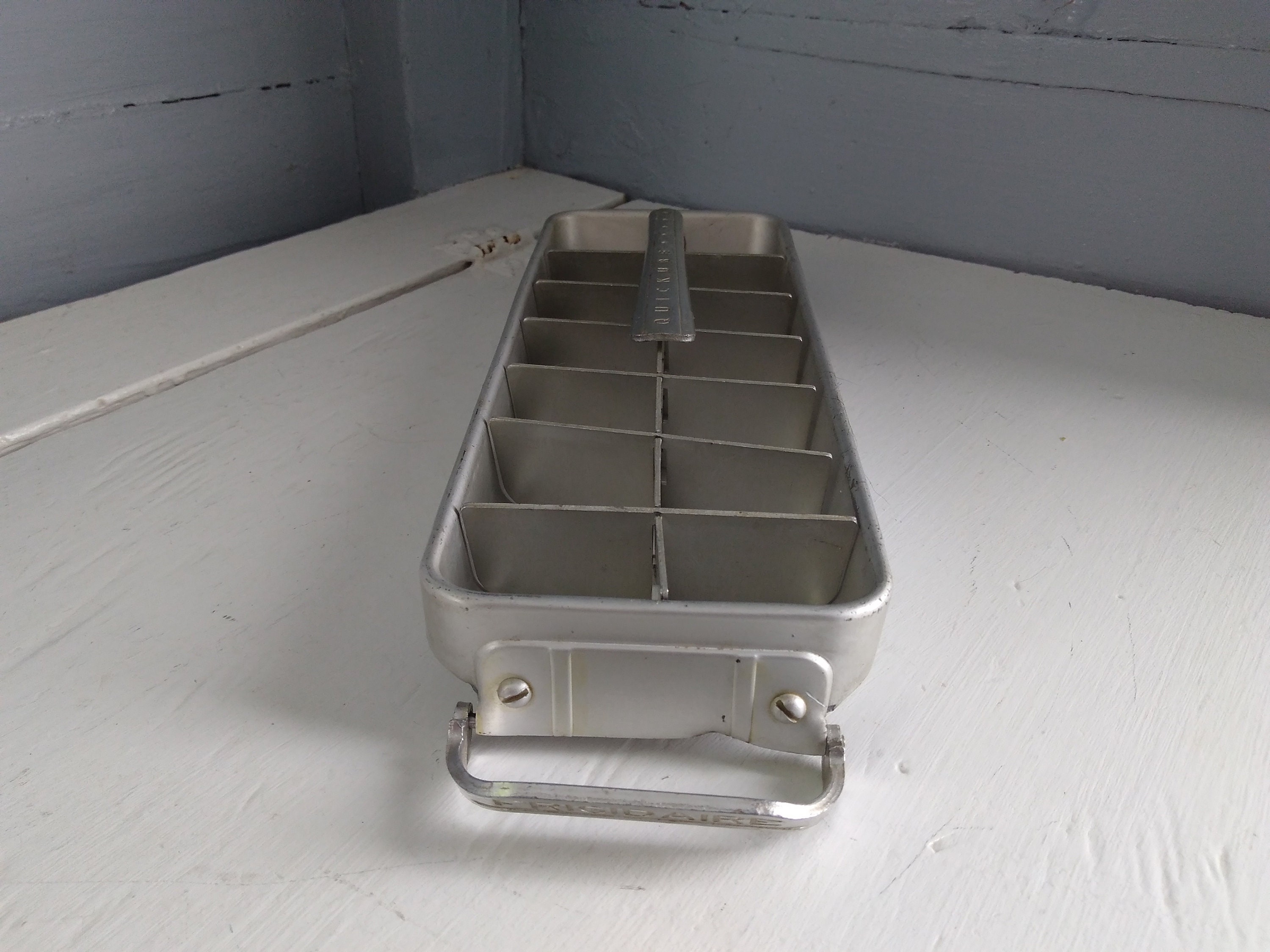 Vintage Metal Silver Aluminum Double Ice Cube Tray! Retro Farmhouse Estate!