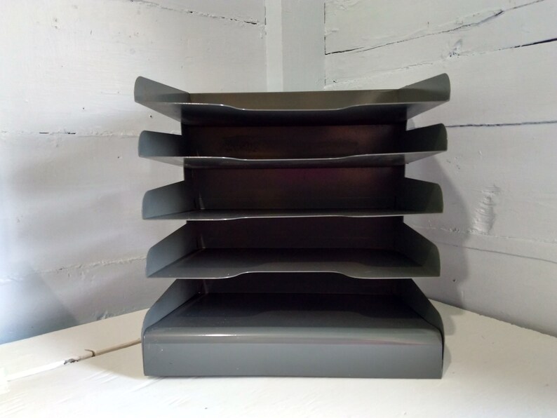 Vintage Desk Tray Paper File Organizer 5 Tier Tray Paper File Desk Organizer 5 Tier