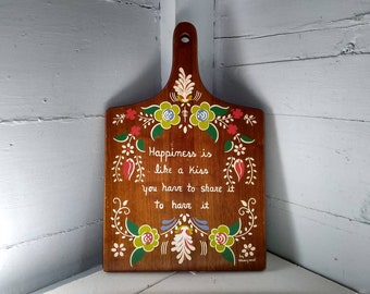 Vintage Wood Cutting Board Wall Hanging Kitchen Decor Country Farmhouse MidCentury Modern Floral Photo Prop RhymeswithDaughter