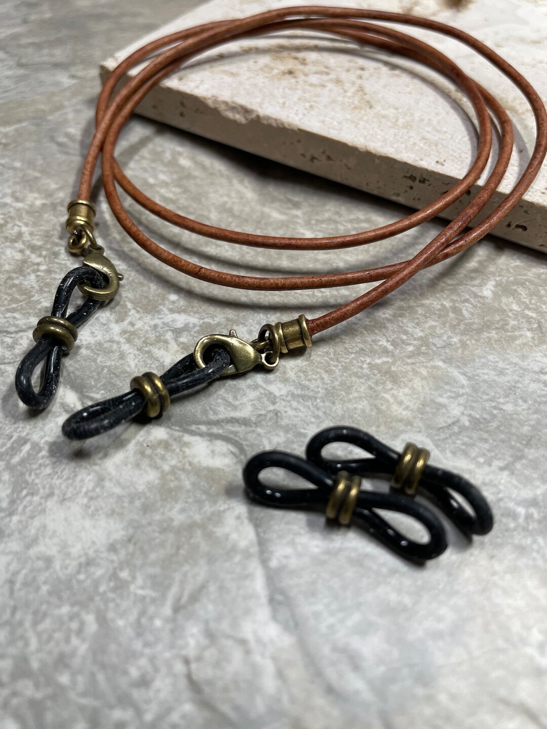 Brown Leather Glasses Holder, Men's Leather Glasses Chain,men's ...